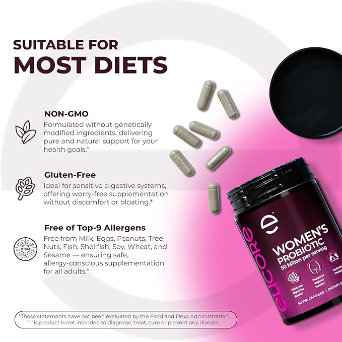 Probiotics for Women 50 Billion CFU - Lactobacillus for Digestive & Vaginal Health - Non-GMO, Gluten-Free Blend with MAKTREK Bi-Pass Technology - Vaginal Probiotics - 60 Veg Capsules