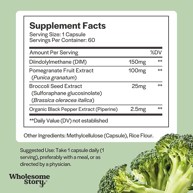 DIM Supplement Women | DIM SGS | Pomegranate, Broccoli and Black Pepper Blend | Estrogen & Hormone Balance for Women | Cell and Tissue Health | 60-Day Supply | Clean Label Project Certified