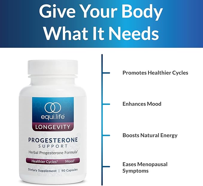Equilife - Progesterone Support, Hormonal Balance for Women, Helps Supports Menstrual Pain and Overall Balance, Rich in Herbal Extracts, Non-GMO, Gluten-Free, Dairy- & Soy-Free (90 Capsules)