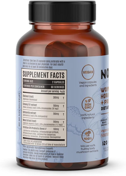 hormo Balance + probiotics for Women, Dietary Supplement with Shatavari rooot, Maca Schisandra & Ginseng Extract, probiotics for Digestive, Immune Health 120 Capsules
