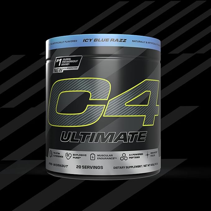 Cellucor C4 Ultimate Pre Workout Powder - Sugar Free Preworkout Energy Supplement for Men & Women - 300mg Caffeine + TeaCrine + Dynamine + Creatine - Frozen Bombsicle, 20 Servings