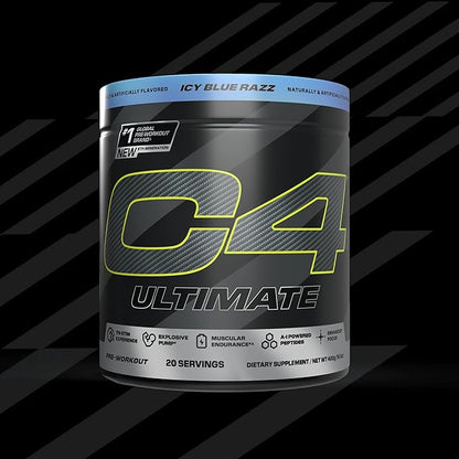 Cellucor C4 Ultimate Pre Workout Powder - Sugar Free Preworkout Energy Supplement for Men & Women - 300mg Caffeine + TeaCrine + Dynamine + Creatine - Frozen Bombsicle, 20 Servings