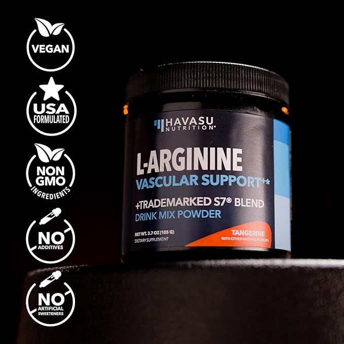 L-Arginine Powder - Nitric Oxide Supplement for Men and Women with L-Citrulline and Beet Root - Pre and Post Workout Support for Endurance and Recovery - Tangerine Flavor, 1 Month Supply (30 Scoops)