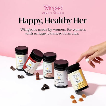 Winged Wellness Glow Up, Collagen Powder for Women - Hair, Skin & Nails Beauty Supplement with Grass-Fed Hydrolyzed Collagen Peptides Adaptogens, Vitamin C & Biotin - 25 Servings, Unflavored