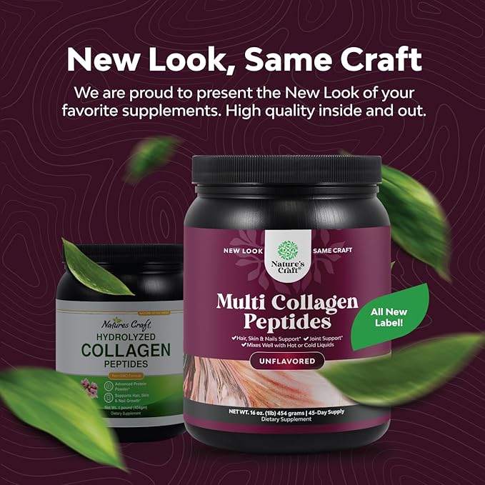 Multi Collagen Protein Powder for Women and Men - Keto Hydrolyzed Collagen Peptides 45 Servings Hair Skin and Nails Vitamins - Unflavored Bovine Type 1 3 for Bone Joint Support