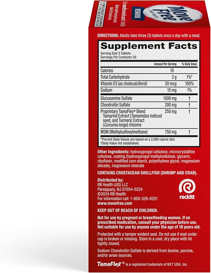 Move Free Advanced 5-Day Joint Support Supplement with TamaFlex (Turmeric & Tamarind), Glucosamine, & Vitamin D3 for Joint Health, Bone Strength, Cartilage, and Knee Range of Motion. 90 Count
