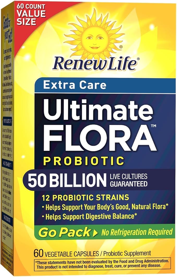 Renew Life Extra Care Ultimate Flora Probiotic 50 Billion Go Pack, 60 CT