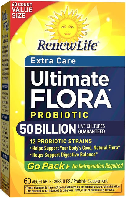 Renew Life Extra Care Ultimate Flora Probiotic 50 Billion Go Pack, 60 CT