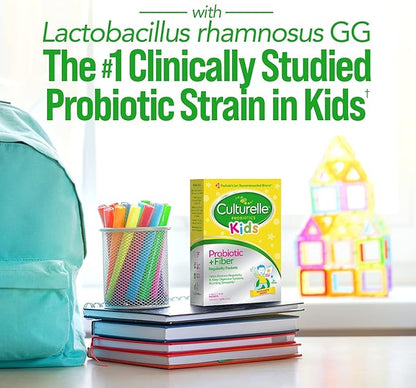 Culturelle Kids Probiotic + Fiber Packets (Ages 1+) - 60 Count - Digestive Health & Immune Support - Helps Restore Regularity