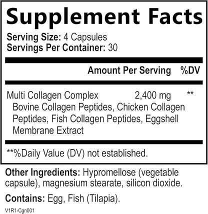 Built by Nature Collagen Pills – Multi Collagen Peptides Complex Supplement for Women – Type I, II, III, V, X for Hair, Skin, Nails, Joints & Bone Health - Hydrolyzed, Grass-Fed - 120 Capsules