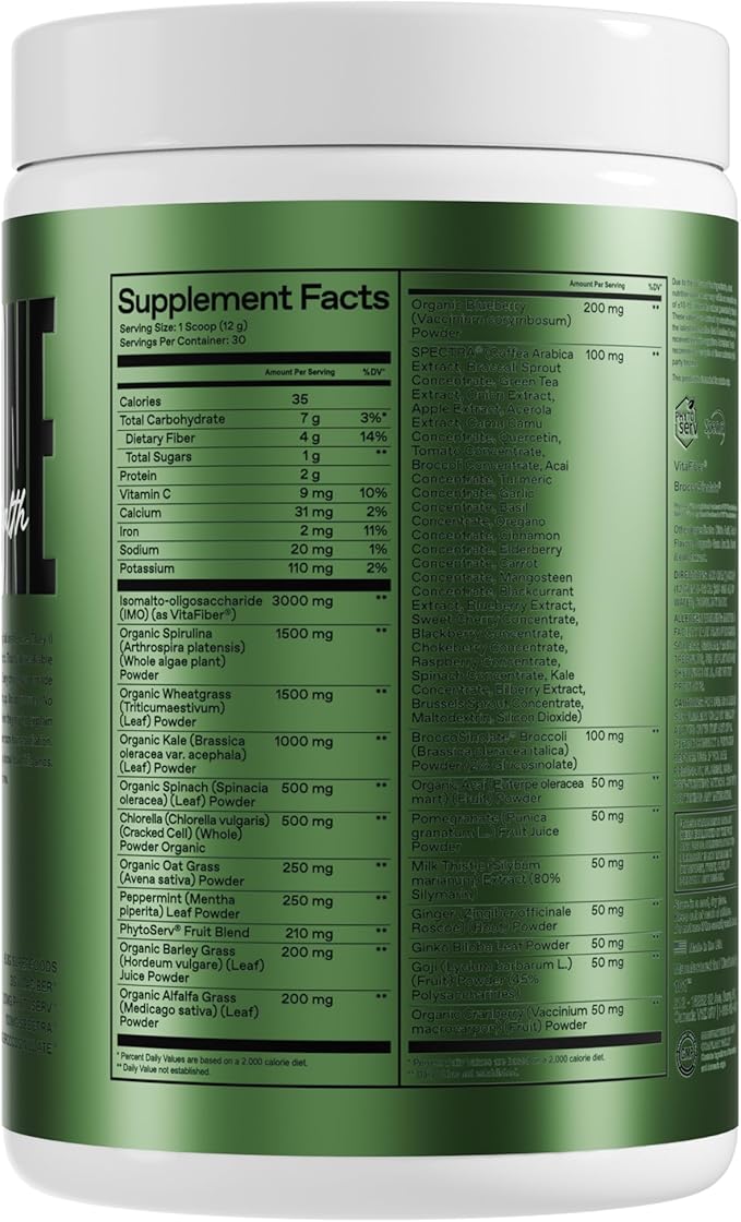 ONE of ONE Greens & Gut Health – Superfood Greens Powder with Prebiotics, Probiotics & Digestive Enzymes for Gut Health, Immunity & Energy, No Artificial Sweeteners - Pineapple, 30 Serving