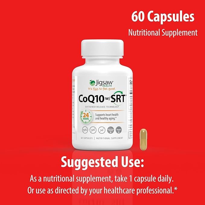 Jigsaw Health CoQ10 w/SRT | Heart Health Support | with Sustained Release Technology | 60 Capsules