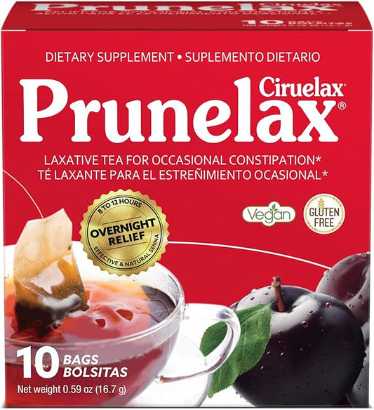 Prunelax Ciruelax Regular Strength Laxative Tea Bags - Made with Natural Senna Extracts, for Occasional Constipation, Senna Extract - 10 Bags