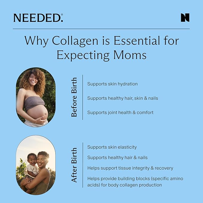 Needed. Expertly-Formulated & Tested Prenatal Hydrolyzed Collagen Protein Powder for Pregnancy, Breastfeeding, & Postpartum | Grass-fed, Pasture-Raised, Hormone-Free | 1lb