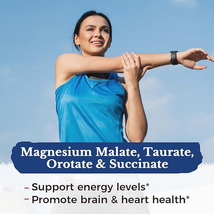 Vitalitown 10 in 1 Magnesium Complex Supplement - 400mg Elemental Magnesium Chelated with Glycinate, Citrate, Malate, Taurate & More - for Sleep Muscle Heart Energy - Non-GMO, Vegan, 90 Caps