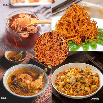 QIANPINHUI Cordyceps Flower Whole Dried Cordyceps Mushroom 6oz - Helps Reduce Fatigue,Increase Energy for Soup/Cooking/Cooling/Tea Making