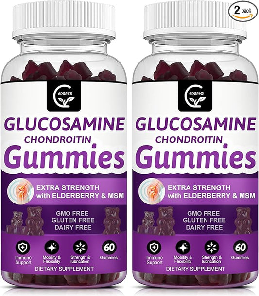 Glucosamine Chondroitin Gummies with MSM & Elderberry Extra Strength - Flexibility Support, Antioxidant Immune Support Supplement for Adults, Men & Women - 60 Chondroitin Gummies (2 Pack)