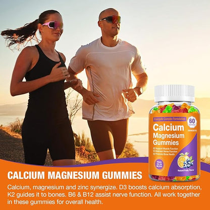 Calcium Citrate with Vitamin D3, K2, 1200mg Calcium Gummies with Magnesium Zinc, Extra Absorption Calcium Supplements for Women & Men Bone, Muscle & Immune Support, Fruit Flavor 120 Chewable Gummies