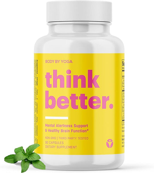 Think Better - Caffeine Free Brain Fog Supplements for Women and Men | Brain Vitamin for Memory and Focus | Natural Nootropics Focus Supplement for Focus, Energy, and Clarity