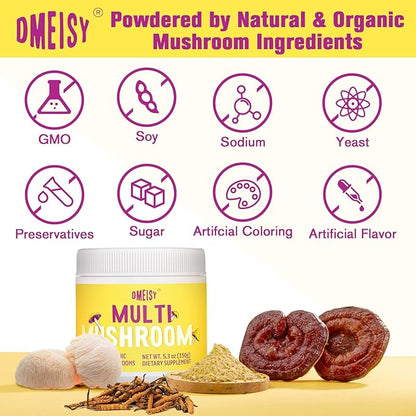 Mushroom Powder | for Mushroom Coffee, 20-in-1 Mushroom Complex with Lions Mane Powder, Reishi, Cordyceps, Turkey Tail & Herbs, Brain Supplements for Memory and Focus, Energy, Immunity - 5.3oz
