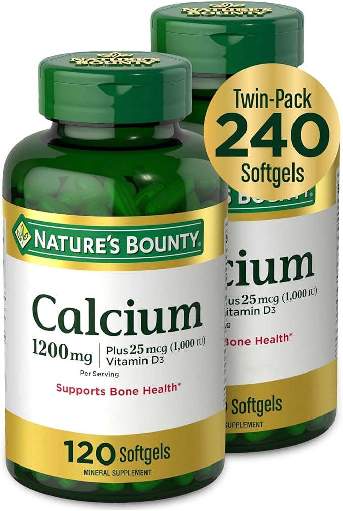 Nature's Bounty Nature's Bounty Calcium 1200 mg with Vitamin D3 - Bone Health Softgels, Calcium and Vitamin D Supplement, 120 Ct (2-Pack)