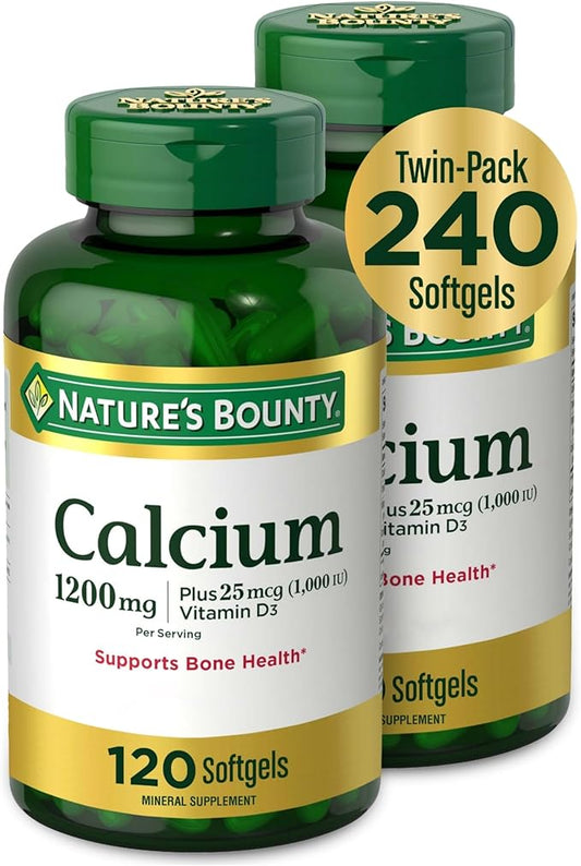 Nature's Bounty Nature's Bounty Calcium 1200 mg with Vitamin D3 - Bone Health Softgels, Calcium and Vitamin D Supplement, 120 Ct (2-Pack)