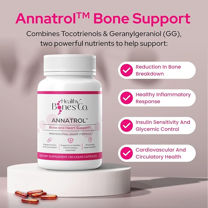 Annatrol Bone Support, Annatto Tocotrienols & Geranylgeraniol (GG) Vitamin E Supplement, with 300mg Tocotrienols Vitamin E (DeltaGold Delta + Gamma) & 300mg GG-Gold to Help Promote Bone & Heart Health