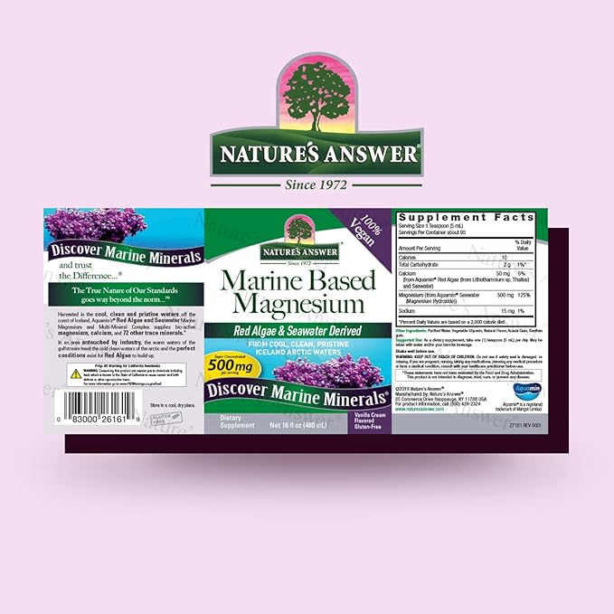 Nature's Answer Marine-Based Liquid Magnesium 16-Ounces | Multi-Mineral Complex | Supplies 72 Trace Minerals | No Artificial Flavors or Preservatives | Single Count