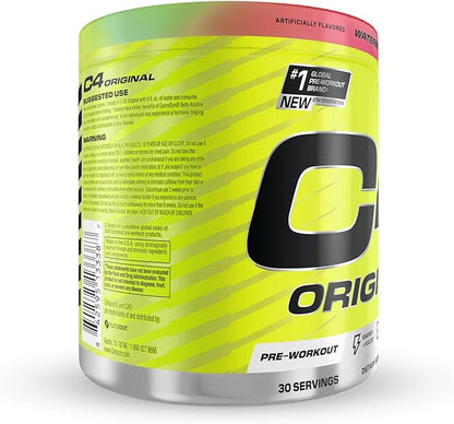 Cellucor C4 Original Pre Workout Powder Sugar Free for Men & Women 200mg Caffeine + CarnoSyn Beta-Alanine + Creatine + AI Peptides - Watermelon, 30 Servings