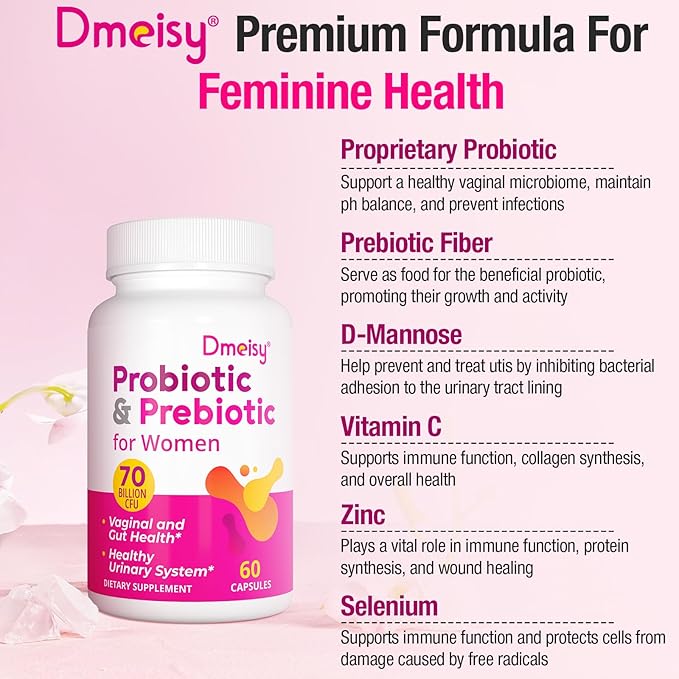 Vaginal Probiotics, 70 Billion CFU Probiotics for Women, 13-in-1 Womens Probiotic & Organic Prebiotics for Vaginal, Urinary, pH Balance, Immune, Gut & Digestive, Bloating Health - 2 Months Supply