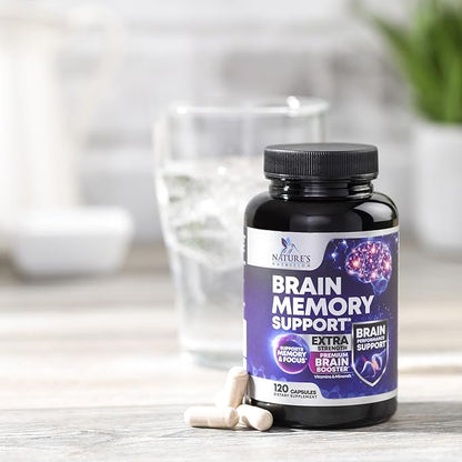 Brain Supplements for Memory and Focus - 40 Nootropics & Vitamins to Support Mental Alertness, Clarity & Concentration, Brain Health Cognitive Memory Pills, B6, B12, Phosphatidylserine - 120 Capsules