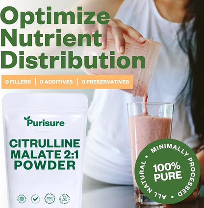 L Citrulline Malate 2:1 Powder, 1 kg, Citrulline Supplement and Citrulline Nitrate for Strength Performance and Energy, Pre-Workout L Arginine L Citrulline Supplement Powder, 334 Servings