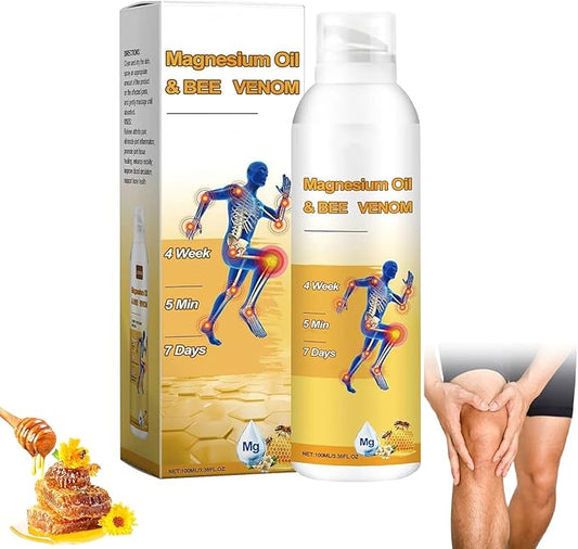 Magnesium Joint Spray, Professional Magnesium Joint Oil,Magnesium Oil & Bee Venom Joint Spray for Back, Knee, Hands, Neck （1 PCS,100ml）