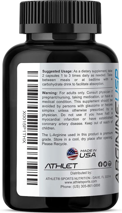 L-Arginine 1000 mg 240 Caps - Supports High Potency Nitric Oxide Levels Blood Flow Improve Energy Endurance for Men and Women