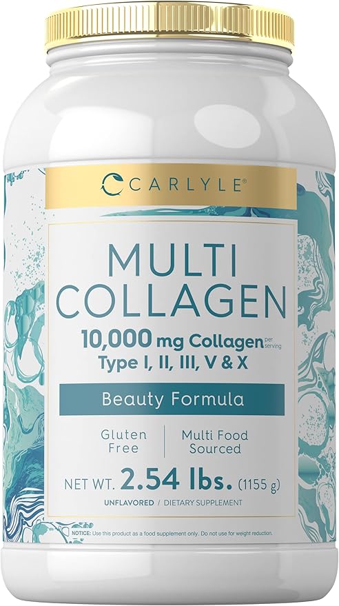 Carlyle Multi Collagen Peptides Powder 40 oz | 10000 mg | Type I, II, III, V & X | Collagen Peptides Supplement with Protein | Multi Food Sourced Collagen | Gluten Free