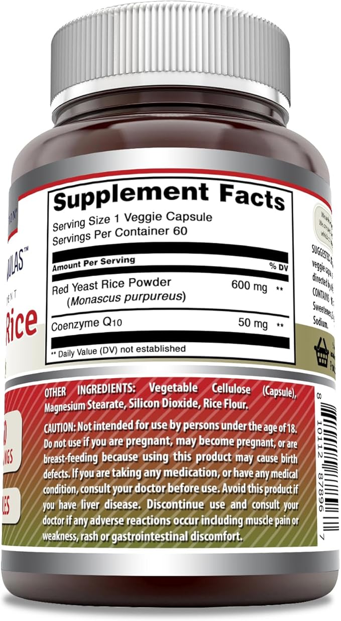 Amazing Formulas Red Yeast Rice 600 Mg Plus Coq10 50 Mg | Veggie Capsules Supplement | Non-GMO | Gluten Free | Made in USA (60 Count)