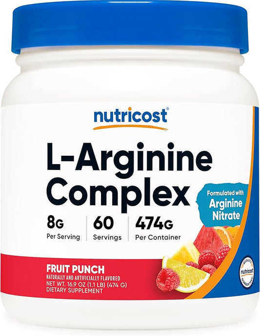 Nutricost L-Arginine Complex (Fruit Punch, 60 Servings) - Gluten Free, Non-GMO
