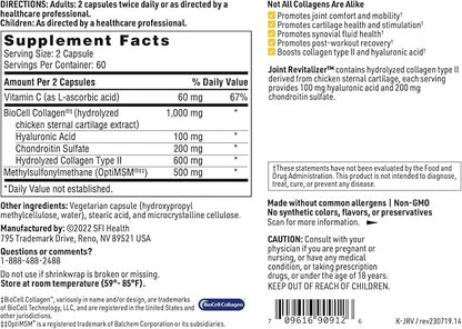 Klaire Labs Joint Revitalizer - Patented Hydrolyzed Collagen Peptide Formula with Chondroitin, MSM & Hyaluronic Acid, Hypoallergenic Connective Tissue Support (120 Capsules)