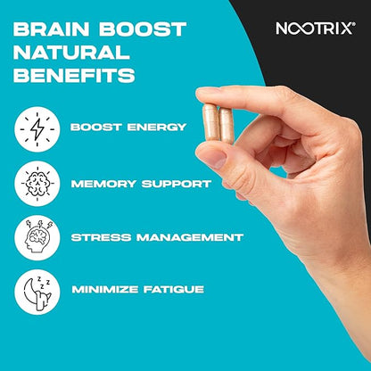 Brain Boost Nootropic Supplement | Supports Memory, Mental Focus, Cognitive Health & Energy | Promotes Healthy Mood & Brain Function | Ginkgo Biloba & DMAE | 120 Capsules