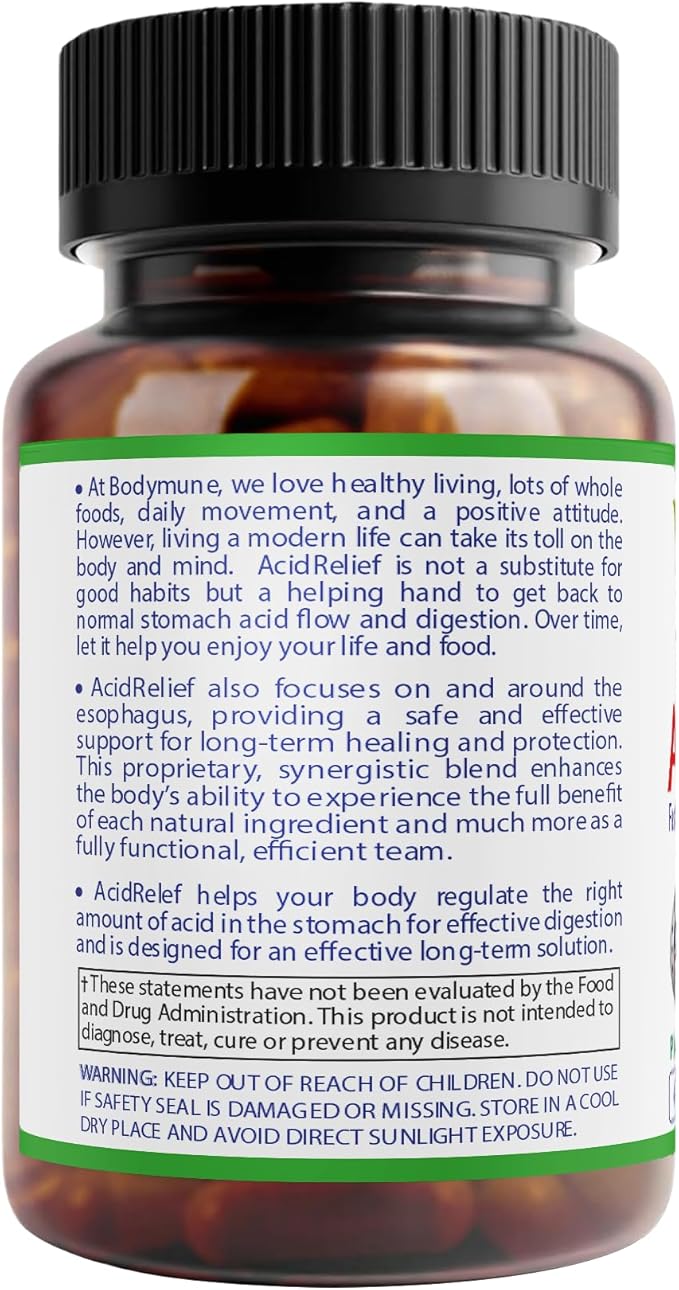 AcidRelief Acid Reducer Acid Indigestion Relief Supplement for Occasional Acid Reflux & Antacid, USA-Made USDA Organic Superfood, All-Natural Unique Blend Non-GMO Gluten-Free Vegan - 30 Caps