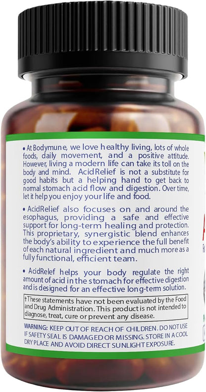 AcidRelief Acid Reducer Acid Indigestion Relief Supplement for Occasional Acid Reflux & Antacid, USA-Made USDA Organic Superfood, All-Natural Unique Blend Non-GMO Gluten-Free Vegan - 30 Caps