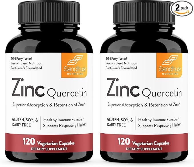 Sandhu's Zinc with Quercetin Capsules for Men & Women | Supports Immunity, Bone Health and Quality Sleep | 240 Count