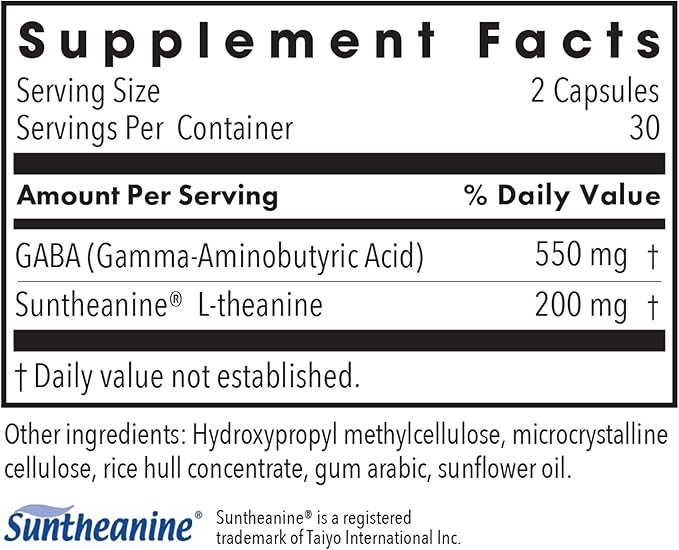 Allergy Research Group 200 mg of Zen Supplement - Calmness Support, Day or Night, GABA, L-Theanine, Hypoallergenic, Vegetarian Capsules - 60 Count