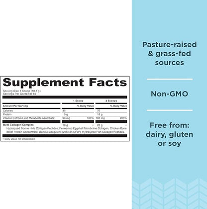 Ancient Nutrition Multi Collagen Protein Powder, Unflavored, 60 Servings + Multi Collagen Protein Powder Stick Packs, Unflavored, 40 Packs