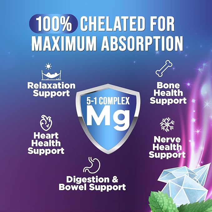 Magnesium Supplement Citrate Capsules 500mg with Glycinate, Oxide, Malate, Citrate - for Muscle, Nerve, Bone and Heart Health Support - High Absorption Glycinate Complex, Gluten Free - 60 Capsules