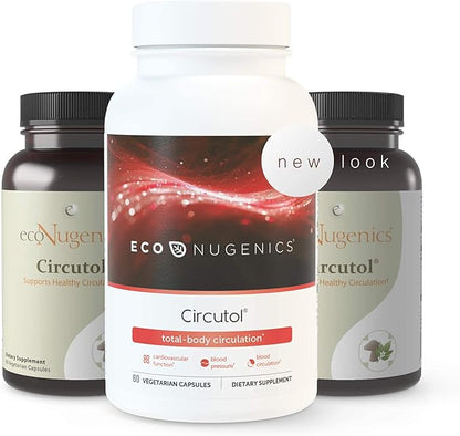 EcoNugenics Circutol Blood Pressure Supplement for Heart Support with Nattokinase, Hawthorn Extract, L-Carnitine, Salvia Root, Reishi, and Cordyceps Mushrooms - 60 Capsules