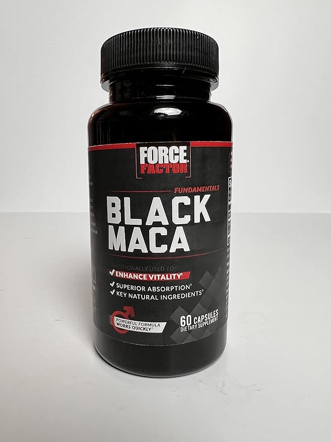 FORCE FACTOR Black Maca Root, 2-Pack, Vitality Supplement for Men with Superior Absorption and Power, Natural Maca Negra Extract, Fundamentals Series, 1000mg, 120 Capsules