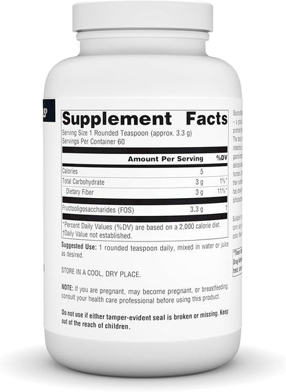 Source Naturals FOS Powder Dietary Supplement, Fructooligosaccharides Probiotic Enhancer - 200 Grams Powder