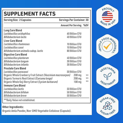 Probiotics for Men, 500 Billion CFU & 12 Mens Probiotic for Digestive Health + 4 Organic Prebiotic Fiber, for Digestive, Gut, Immune Health, Bloating, Gas, Energy Support, Shelf Stable - 60 Capsules