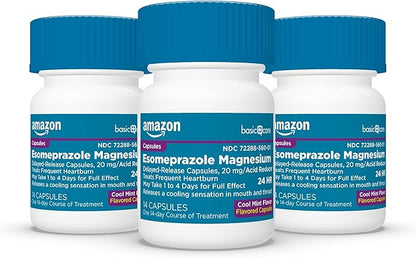 Amazon Basic Care Esomeprazole Magnesium Delayed-Release Capsules 20 mg, Acid Reducer, Cool Mint, 42 Count (3 Packs of 14)